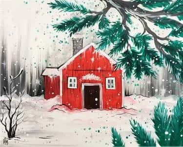 Red House in Snow