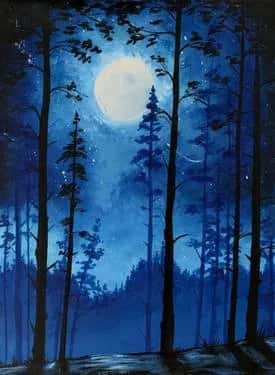 Blue Moonlit Forest