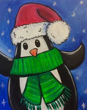 The Christmas Penguin - Paint Nite event in Anchorage, AK