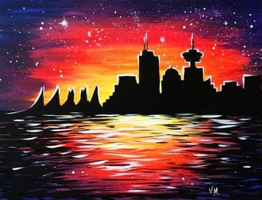 Vancouver Sunset - Paint and sip event at The Rec Room in Burnaby , BC - PaintNite.com