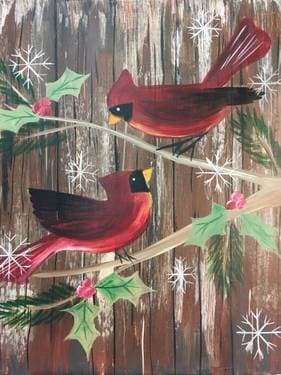 Holiday Cardinals - Paint Nite event in KENWOOD, CA