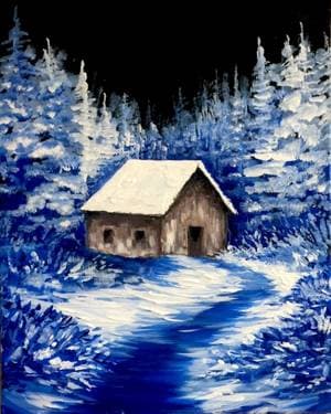 Winter in New England - Paint Nite event in Brampton, ON