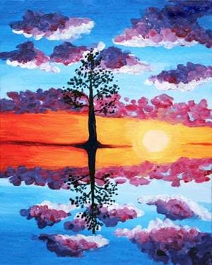 Bright Sky Reflection - Paint and sip event at The Avenue (Glendale) in Glendale, NY - PaintNite.com