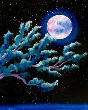 Moonlight Pine Branch - Paint Nite event in Normal, IL