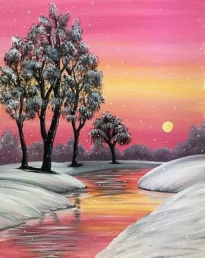 Snowfall at Amber Creek - Paint Nite event in KENWOOD, CA