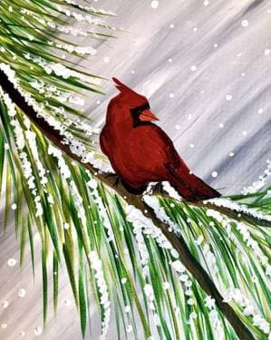 Winter Cardinal Visit - Paint Nite event in Ottawa, ON
