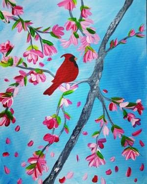 Spring Cardinal Visit - Paint Nite event in Hauppauge, NY