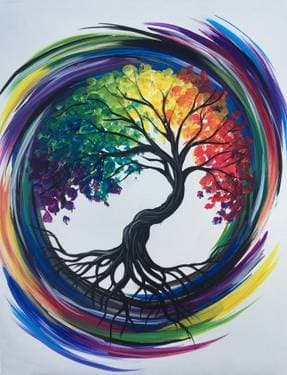 Rainbow Tree of Life - Paint and sip event at The Green House in Iowa City, IA - PaintNite.com