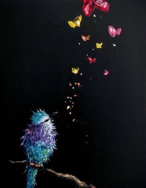 Bird and Butterflies - Paint Nite event in Kenosha, WI