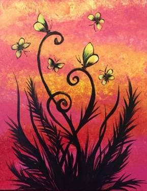 Sunset Butterfly Dance - Paint Nite event in Roseville, CA