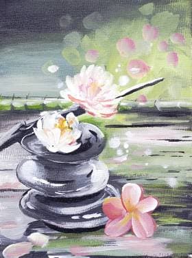 Zen Pink Flowers - Paint Nite event in METHUEN, MA