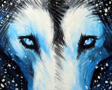 Gray and Blue Wolf - Paint Nite event in Brampton, ON