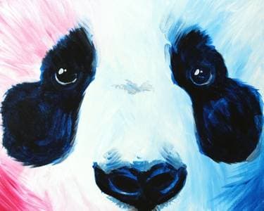 Blue and Pink Panda - Paint Nite event in Brentwood, CA