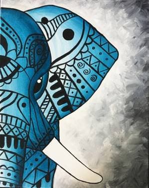 Tribal Teal Elephant - Paint Nite event in Woodland Hills, CA