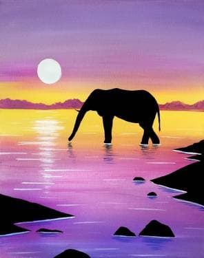 Wading Elephant - Paint Nite event in Airdrie, AB