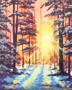 Winter Forest Sunrise - Paint Nite event in Edmonton, AB