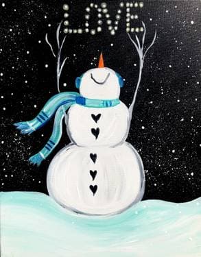 Winter Snowman Love - Paint Nite event in Rocklin, CA
