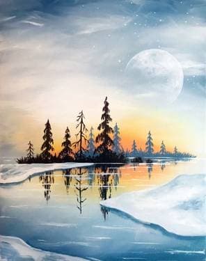 Crisp Winter Lake - Paint and sip event at Feral Public House - Heathen in Vancouver, WA - PaintNite.com