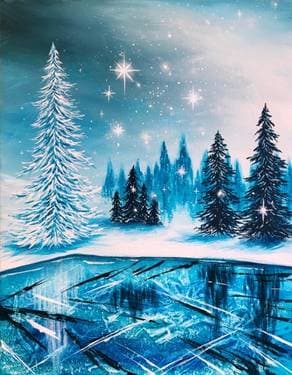 Frozen Winter Lake II - Paint Nite event in Airdrie, AB