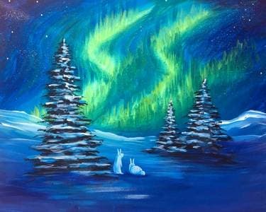 Winter Hare Aurora - Paint Nite event in Ottawa, ON