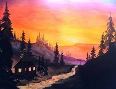 Sunrise Cabin - Paint Nite event in Port Moody, BC