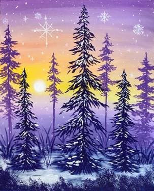 Winter Forest Sunset - Paint Nite event in Nepean, ON