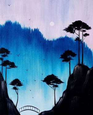 Bonsai Mountains - Paint Nite event in Brampton, ON