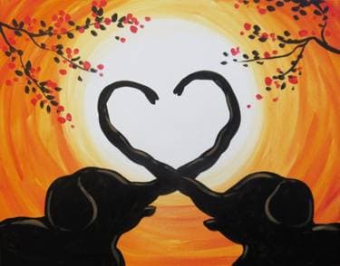 Sunset Elephant Love - Paint Nite event in Brampton, ON