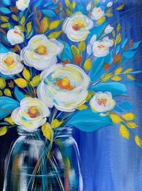 Blue Magnolia Bouquet - Paint Nite event in Abbotsford , BC