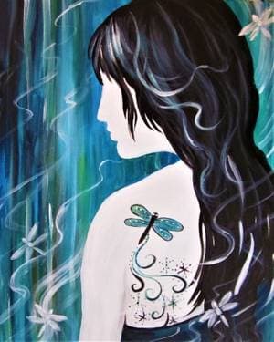 Her Dragonfly Tattoo - Paint Nite event in Santa Rosa Ave, CA
