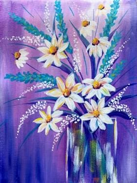 Spring Daisy Bouquet - Paint Nite event in Costa Mesa, CA