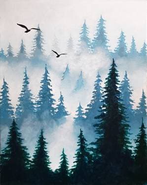 Foggy Forest Flight - Paint and sip event at Brogan's Diner in Langley, BC - PaintNite.com