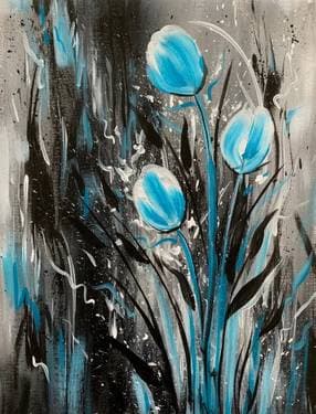 Abstract Teal Tulips - Paint Nite event in Manassas, VA