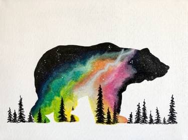 Spaced Out Bear - Paint Nite event in Edmonton, AB