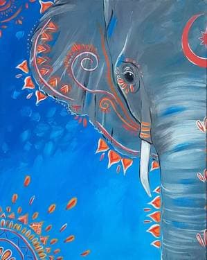 Bright Boho Elephant - Paint Nite event in Fremont, CA