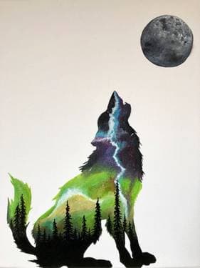 Spaced Out Wolf - Paint Nite event in Saskatoon, SK