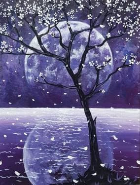 Full Moon Reflection II - Paint Nite event in Duarte, CA