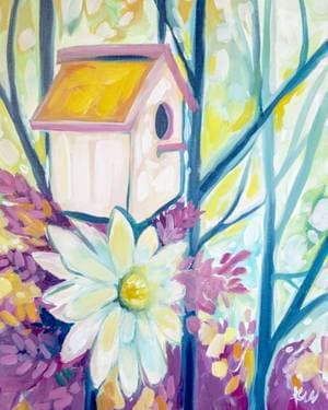 Blooming Birdhouse - Paint Nite event in Saskatoon, SK