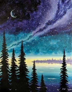 Twilight Galaxy Sky - Paint and sip event at Redemption Rock Brewery in Worcester, MA - PaintNite.com