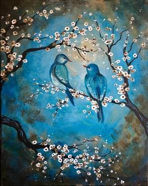 Vintage Blue Birds - Paint and sip event at Andiamo Italian Ristorante (Eagan location) in Eagan, MN - PaintNite.com
