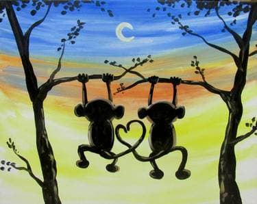Monkeys Hangin Out - Paint and sip event at The Plex in San Jose , CA - PaintNite.com