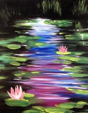 Enchanted Water Lilies - Paint and sip event at Jack Astors MacLeod Trail in Calgary, AB - PaintNite.com
