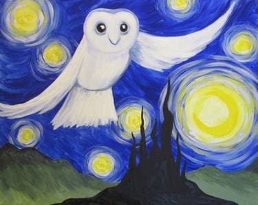 Hedwig's Starry Night - Paint Nite event in Santa Monica, CA