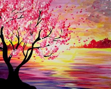Sunset Cherry Blossoms - Paint Nite event in Winnipeg, MB