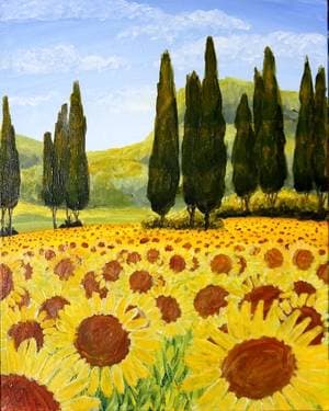 Sunflower Fields Forever - Paint Nite event in Pasadena , CA