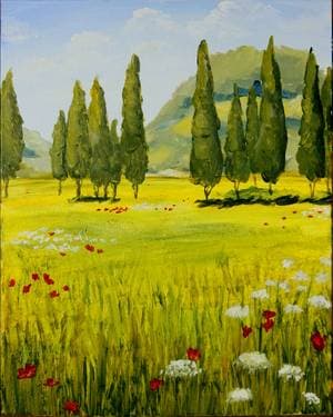 Tuscany Summer Fields - Paint Nite event in Pasadena , CA