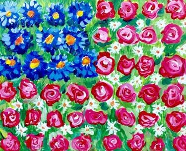 American Flag in Flowers - Paint Nite event in Sacramento, CA