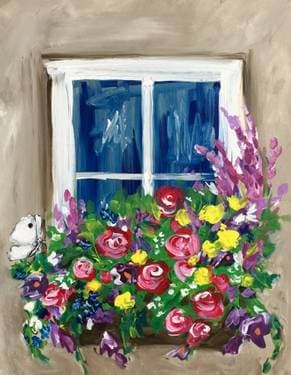 Window Box Blooms - Paint and sip event at Beer Garden in Yonkers, NY - PaintNite.com