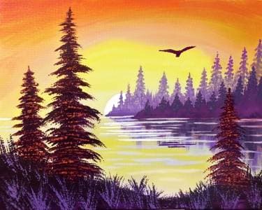 Lake Sunset - Paint Nite event in Port Coquitlam, BC