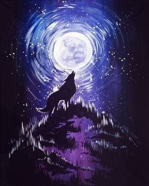 Wolf Howling At The Moon - Paint Nite event in Winnipeg, MB